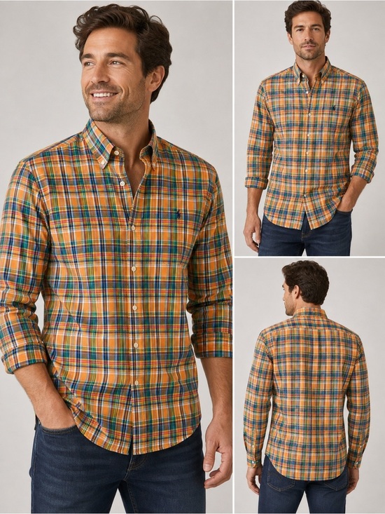 Ralph Lauren Other - Ralph Lauren Custom Fit Plaid Button-Down Shirt | Orange Multi | S